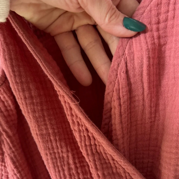 Summersalt Muslin Romper bows The Going Places Gauze Tie Shoulder rust terracota - Picture 4 of 7